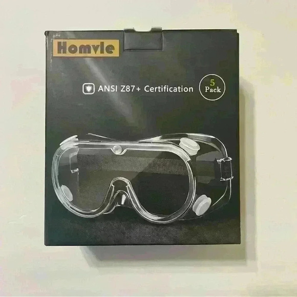 (5 PACK) Homvle Medical Grade Safety Anti Fog Goggles, Scratch and UV Resistant - Picture 3 of 9